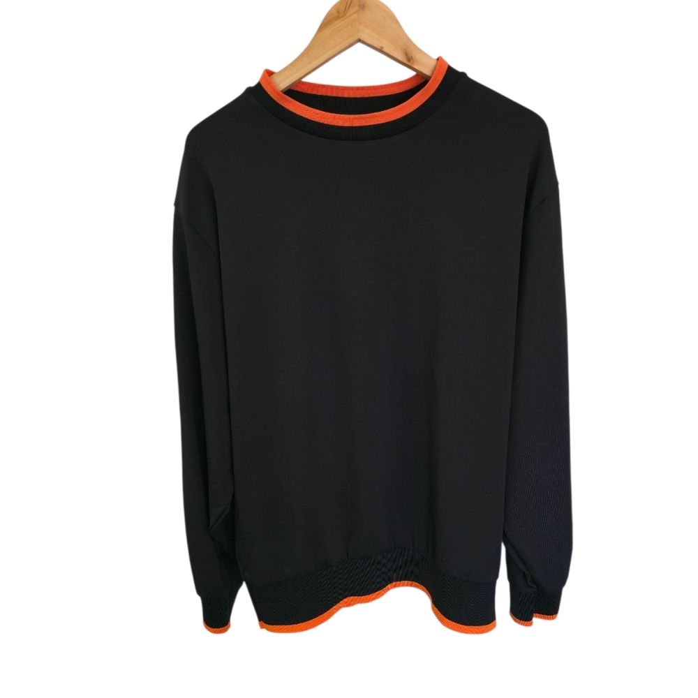 Collusion Track Long  Sleeve Stripes Shirt Black Orange Size XS